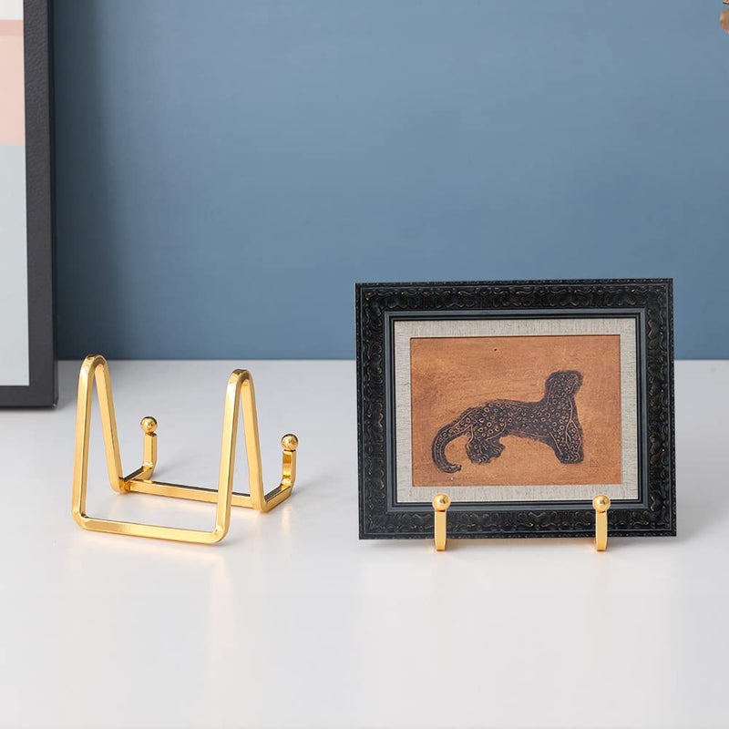 DIDUDIDU Large Plate Holder Display Stand - 12 inch Super Tall Big Plate Stands for Heavy Duty Display - Metal Picture Frame Stand - Tabletop Easel Stand for Decorative Platter | Plaque | Book - 2 Pack - Gold - Image 2